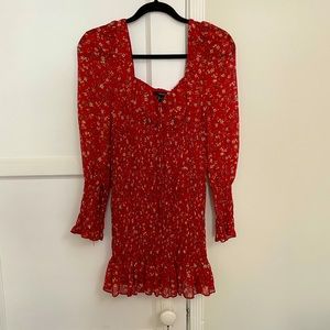 Red dress with flowers